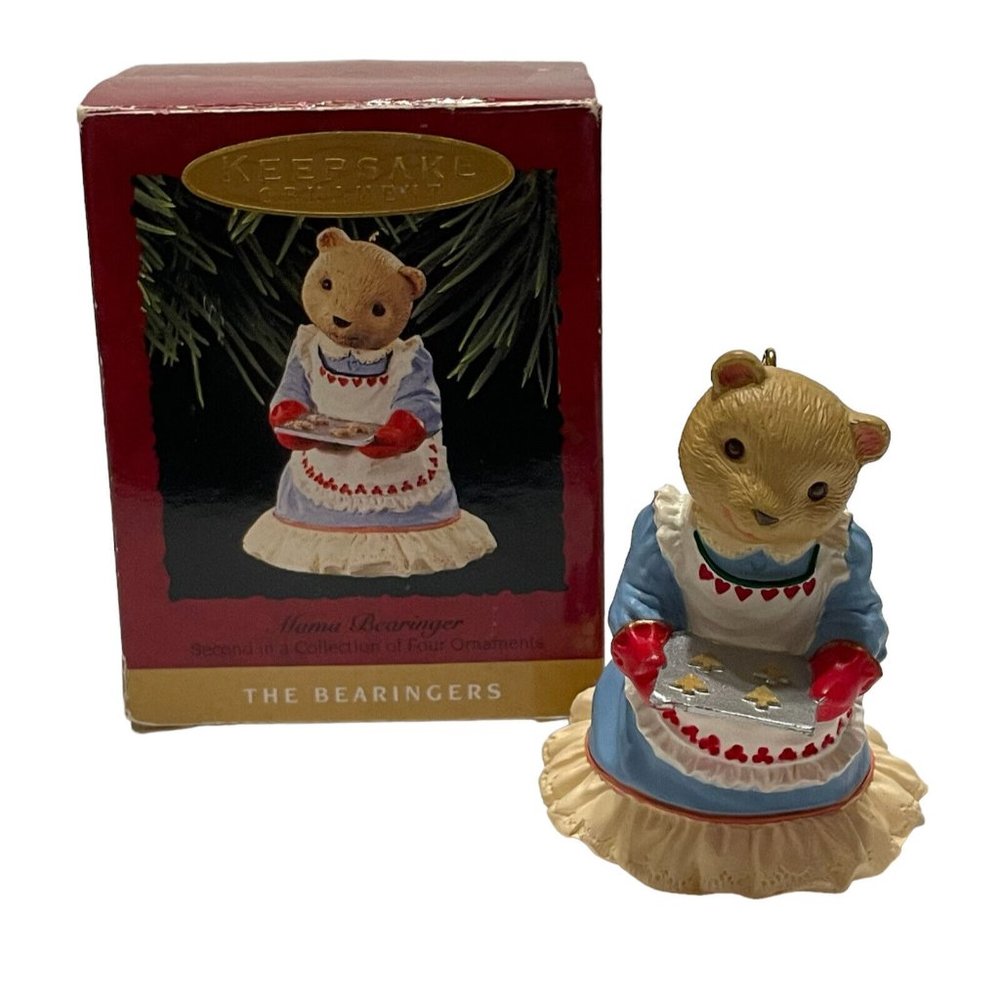 Vtg 1993 Hallmark Ornament Keepsake Mama Bearinger Cookie Baker Over Mitt